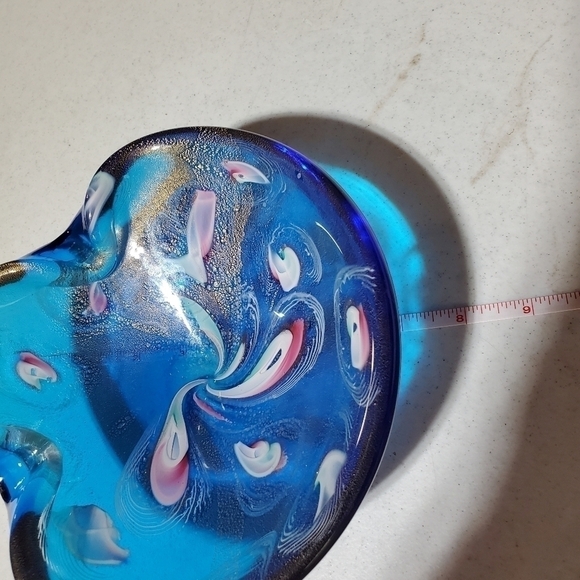 Murano Vintage Art Glass Bowl Sea Swirls with Gold Accent - Picture 6 of 7